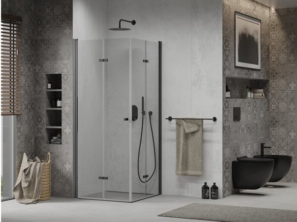 Mexen Lima Duo cabina doccia pieghevole 80 x 80 cm, trasparente, nero - 856-080-080-70-00-02