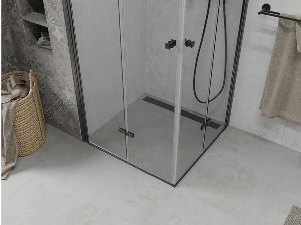 Mexen Lima Duo cabina doccia pieghevole 80 x 80 cm, trasparente, nero - 856-080-080-70-00-02