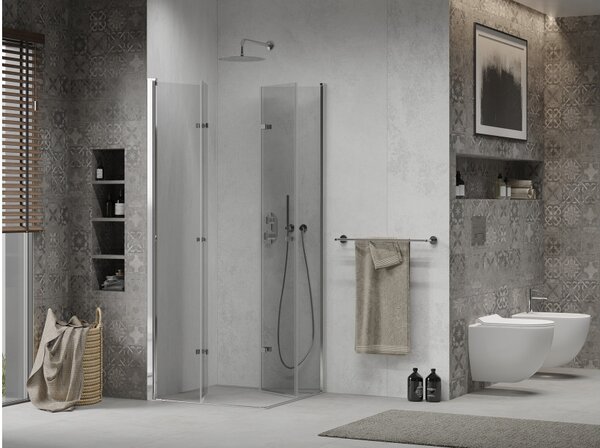 Mexen Lima Duo cabina doccia pieghevole 90 x 90 cm, trasparente, cromo - 856-090-090-02-00