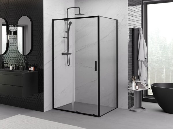 Mexen Exo cabina doccia scorrevole 100 x 80 cm, trasparente, nero - 8151-100-080-70-00