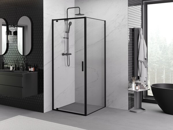 Mexen Exo cabina doccia apribile 90 x 90 cm, trasparente, nera - 8181-090-090-70-00