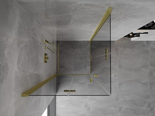 Mexen Mist-F Duo cabina doccia pieghevole 90 x 90 cm, trasparente, oro spazzolato - 8A6-090L-090P-55-00