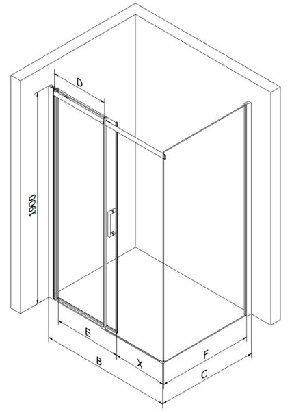 Mexen Omega cabina doccia scorrevole 100 x 80 cm, trasparente, cromo - 825-100-080-01-00