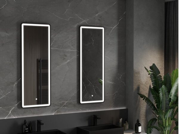 Mexen Coro specchio da bagno retroilluminato 45 x 120 cm, LED 6000K, anti-appannamento, cornice nera - 9817-045-120-611-70