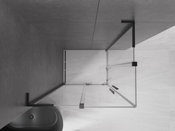 Mexen Velar L Duo cabina doccia scorrevole 100 x 90 cm, trasparente, nero - 871-100-090-02-03-70