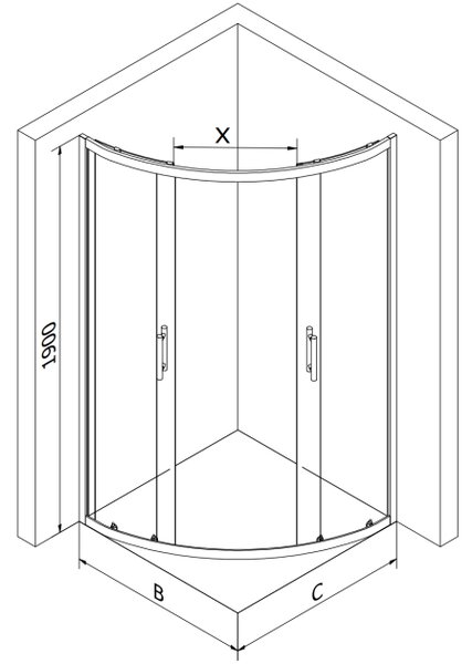 Mexen Rio cabina doccia semicircolare 70 x 70 cm, trasparente, cromo - 863-070-070-01-00