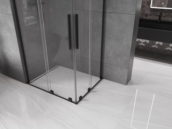 Mexen Velar L Duo cabina doccia scorrevole 100 x 90 cm, trasparente, nero - 871-100-090-02-03-70
