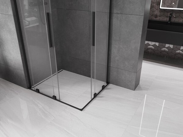 Mexen Velar L Duo cabina doccia scorrevole 100 x 90 cm, trasparente, nero - 871-100-090-02-03-70