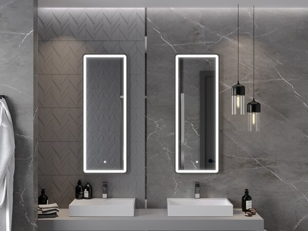 Mexen Coro specchio da bagno retroilluminato 45 x 120 cm, LED 6000K, anti-appannamento, cornice nera - 9817-045-120-611-70