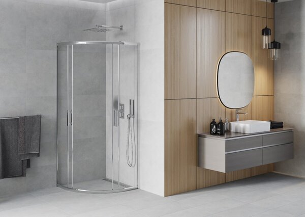 Mexen Rio cabina doccia semicircolare 70 x 70 cm, trasparente, cromo - 863-070-070-01-00