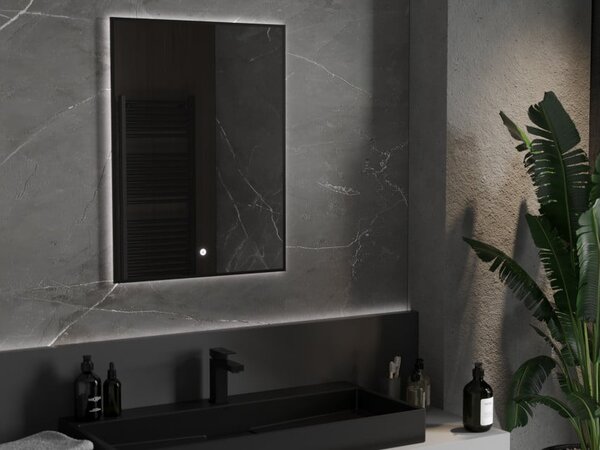 Mexen Erma specchio da bagno retroilluminato 60 x 80 cm, LED 6000K, antiappannamento, cornice nera - 9814-060-080-611-70