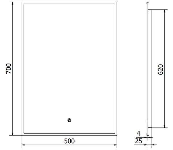 Mexen Erma specchio da bagno retroilluminato 50 x 70 cm, LED 6000K, anti-appannamento, cornice nera - 9814-050-070-611-70