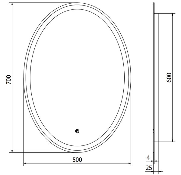 Mexen Elz specchio da bagno retroilluminato 50 x 70 cm, LED 6000K, antiappannamento - 9802-050-070-611-00