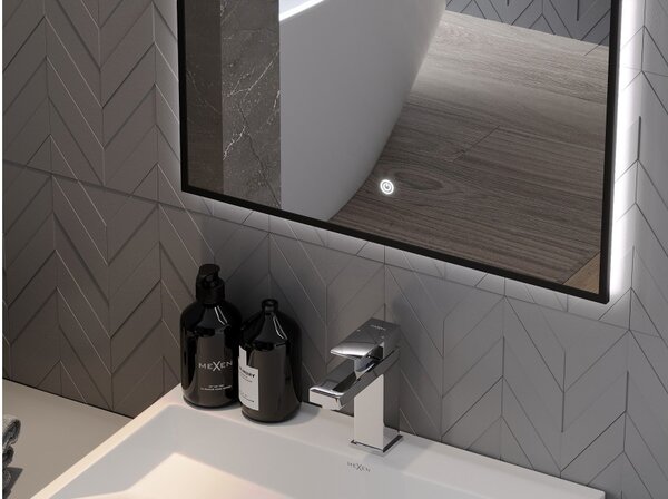 Mexen Erma specchio da bagno retroilluminato 60 x 80 cm, LED 6000K, antiappannamento, cornice nera - 9814-060-080-611-70