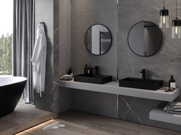 Mexen Loft specchio da bagno rotondo 60 cm, cornice nera - 9850-060-060-000-70
