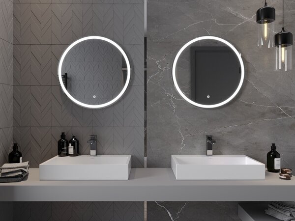Mexen Gobi specchio da bagno illuminato, rotondo 60 cm, LED 6000K, anti-appannamento - 9801-060-060-611-00