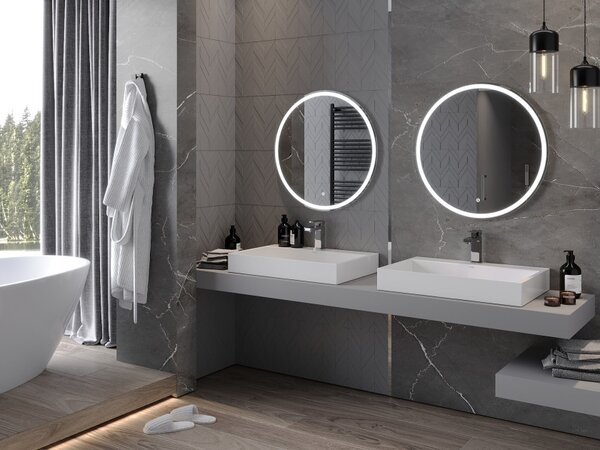 Mexen Gobi specchio da bagno retroilluminato, rotondo 70 cm, LED 6000K, antiappannamento - 9801-070-070-611-00