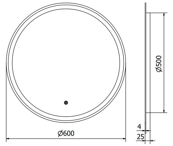 Mexen Gobi specchio da bagno illuminato, rotondo 60 cm, LED 6000K, anti-appannamento - 9801-060-060-611-00