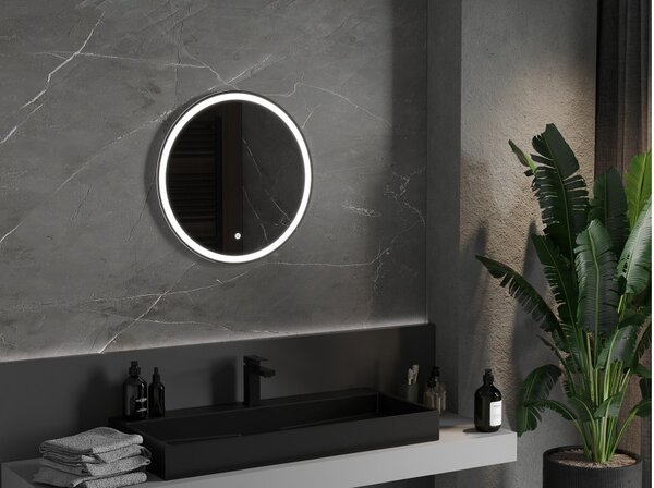 Mexen Gobi specchio da bagno illuminato, rotondo 60 cm, LED 6000K, anti-appannamento - 9801-060-060-611-00