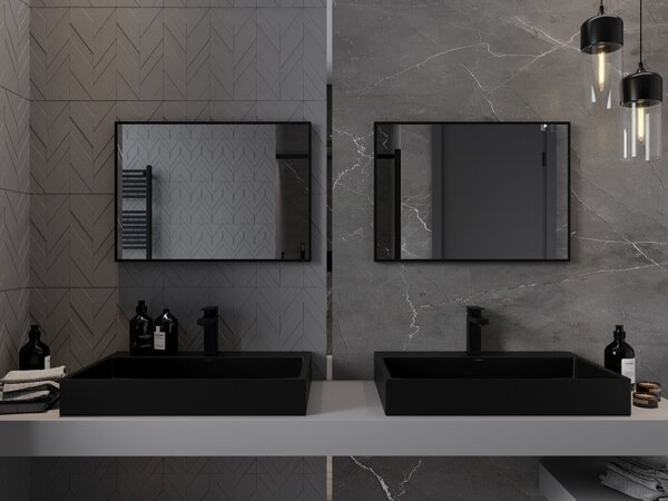 Mexen Loft specchio da bagno rettangolare 70 x 50 cm, cornice nera - 9852-070-050-000-70