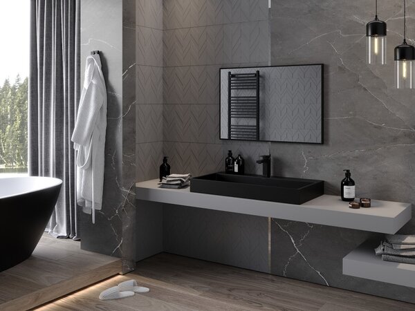Mexen Loft specchio da bagno rettangolare 90 x 60 cm, cornice nera - 9852-090-060-000-70