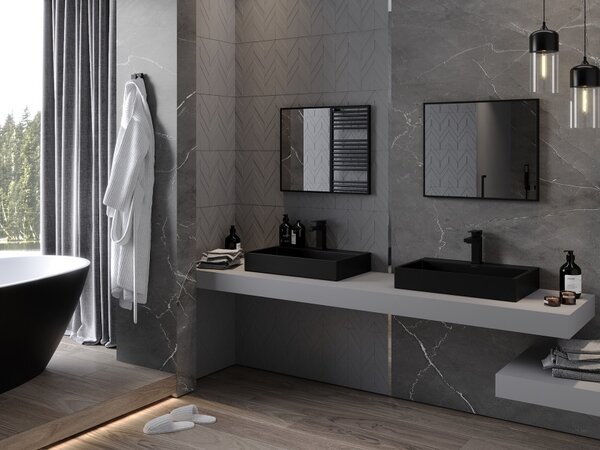 Mexen Loft specchio da bagno rettangolare 60 x 50 cm, cornice nera - 9852-060-050-000-70