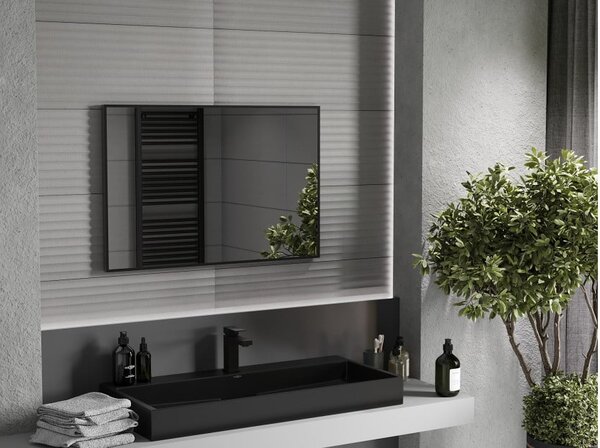 Mexen Loft specchio da bagno rettangolare 90 x 60 cm, cornice nera - 9852-090-060-000-70