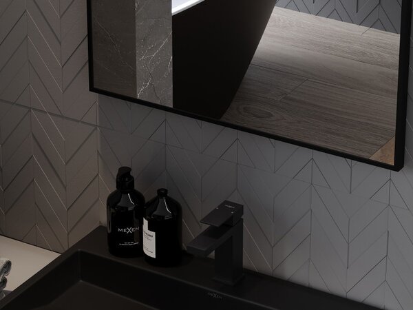 Mexen Loft specchio da bagno rettangolare 60 x 50 cm, cornice nera - 9852-060-050-000-70