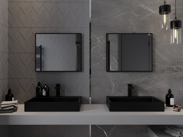Mexen Loft specchio da bagno rettangolare 60 x 50 cm, cornice nera - 9852-060-050-000-70