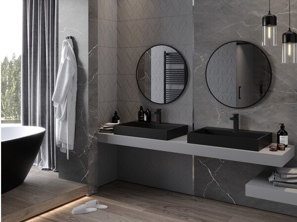 Mexen Loft specchio da bagno rotondo 70 cm, cornice nera - 9850-070-070-000-70