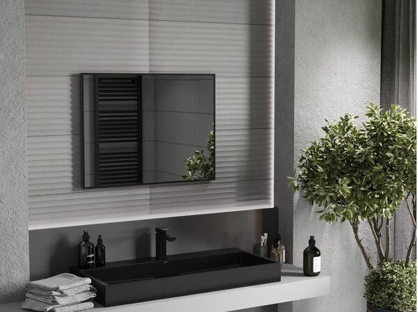 Mexen Loft specchio da bagno rettangolare 80 x 60 cm, cornice nera - 9852-080-060-000-70