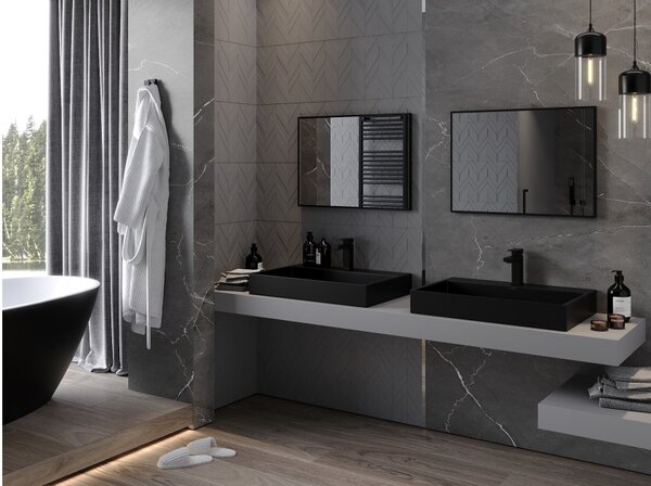 Mexen Loft specchio da bagno rettangolare 70 x 50 cm, cornice nera - 9852-070-050-000-70