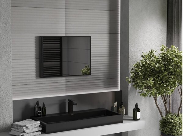 Mexen Loft specchio da bagno rettangolare 70 x 50 cm, cornice nera - 9852-070-050-000-70