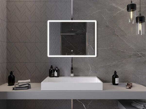 Mexen Navia specchio da bagno retroilluminato 80 x 60 cm, LED 6000K, anti-appannamento - 9803-080-060-611-00