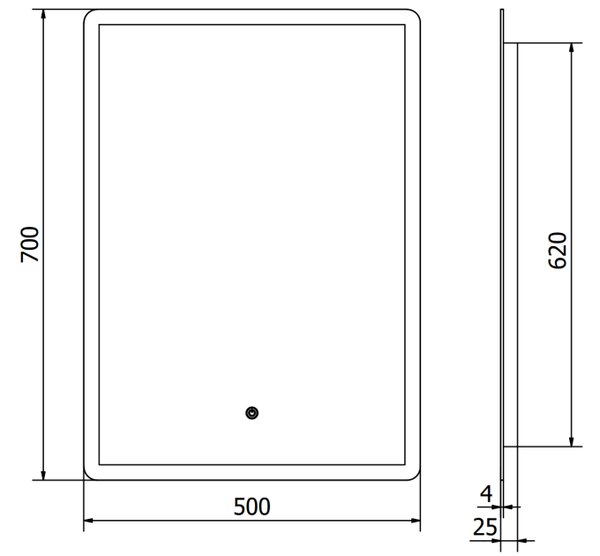 Mexen Navia specchio da bagno retroilluminato 50 x 70 cm, LED 6000K, antiappannamento - 9803-050-070-611-00