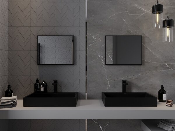 Mexen Loft specchio da bagno rettangolare 50 x 40 cm, cornice nera - 9852-050-040-000-70