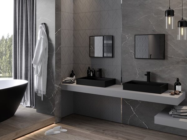 Mexen Loft specchio da bagno rettangolare 50 x 40 cm, cornice nera - 9852-050-040-000-70