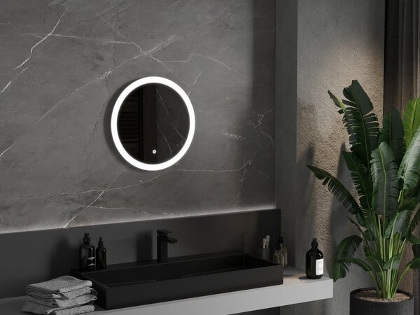 Mexen Oro specchio da bagno retroilluminato, rotondo 50 cm, LED 6000K, antiappannamento - 9824-050-050-611-00