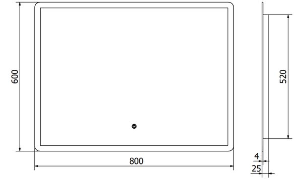 Mexen Navia specchio da bagno retroilluminato 80 x 60 cm, LED 6000K, anti-appannamento - 9803-080-060-611-00