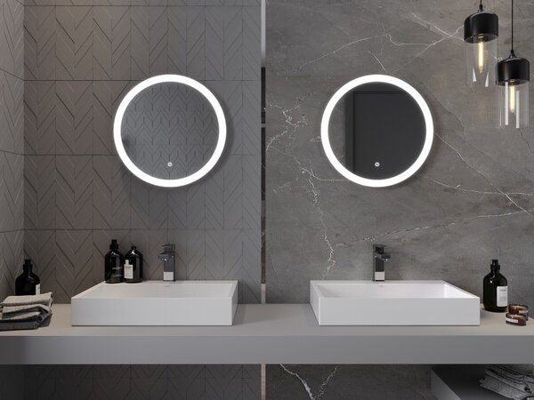 Mexen Oro specchio da bagno retroilluminato, rotondo 50 cm, LED 6000K, antiappannamento - 9824-050-050-611-00
