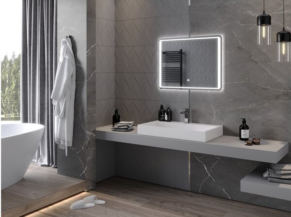 Mexen Zusa specchio da bagno retroilluminato 80 x 60 cm, LED 6000K, antiappannamento - 9808-080-060-611-00