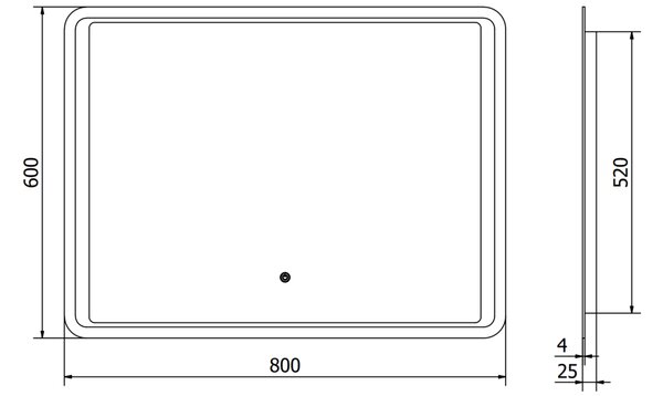 Mexen Zusa specchio da bagno retroilluminato 80 x 60 cm, LED 6000K, antiappannamento - 9808-080-060-611-00