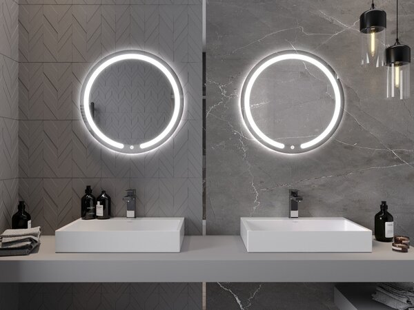 Mexen Rose specchio da bagno retroilluminato, rotondo 60 cm, LED 6000K, antifog - 9810-060-060-611-00