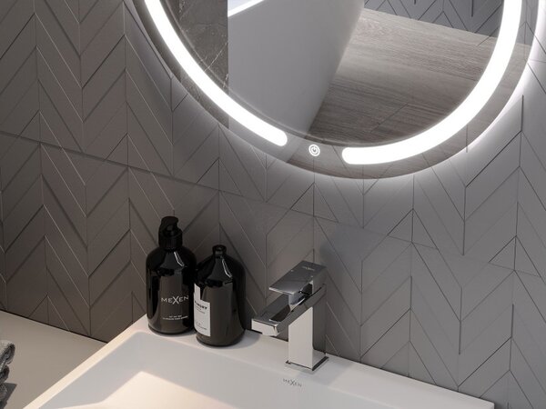Mexen Rose specchio da bagno retroilluminato, rotondo 60 cm, LED 6000K, antifog - 9810-060-060-611-00