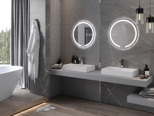 Mexen Rose specchio da bagno retroilluminato, rotondo 60 cm, LED 6000K, antifog - 9810-060-060-611-00
