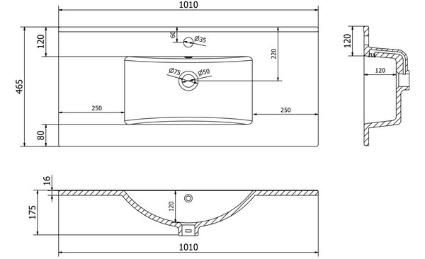 Mexen Atena lavabo da incasso in piano 101 x 46 cm, bianco - 25011000