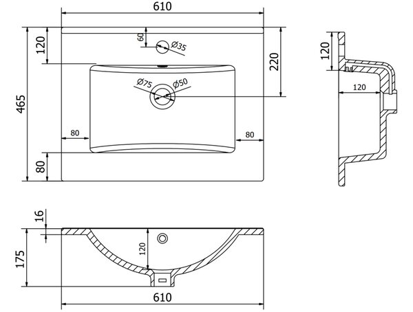 Mexen Atena lavabo incassato nel piano 61 x 46 cm, bianco - 25016000