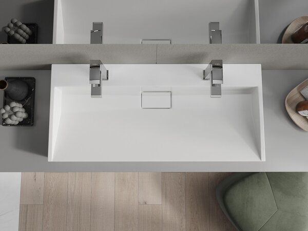 Mexen Ava lavabo da appoggio in conglomerato 2/O 100 x 46 cm, bianco - 23011002