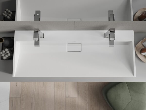 Mexen Ava lavabo da appoggio in conglomerato 2/O 120 x 46 cm, bianco - 23011202