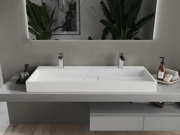 Mexen Ava lavabo da appoggio in conglomerato 2/O 120 x 46 cm, bianco - 23011202